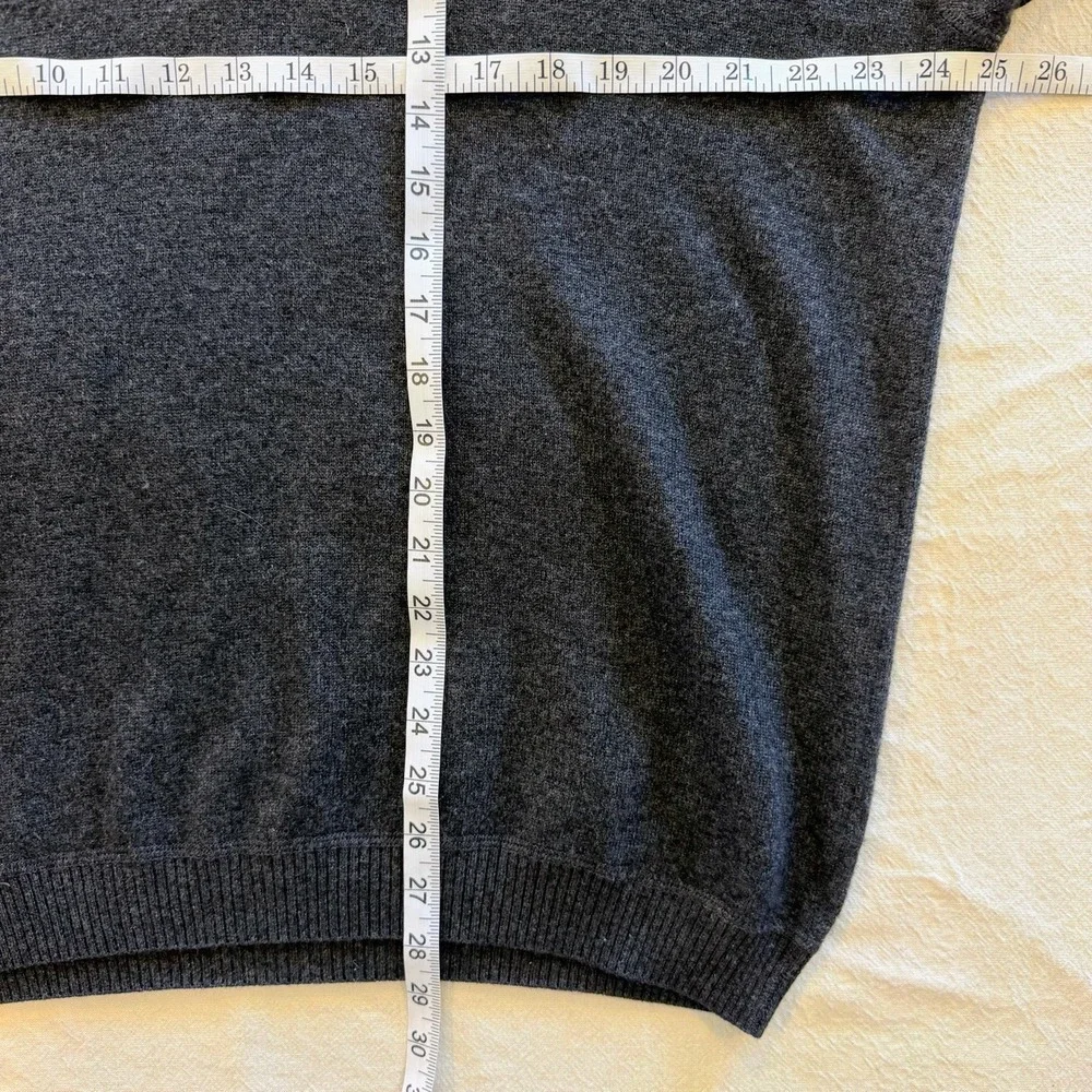 JWN John W Nordstrom 100% Cashmere Mens L Gray V-Neck Sweater Pullover Luxury